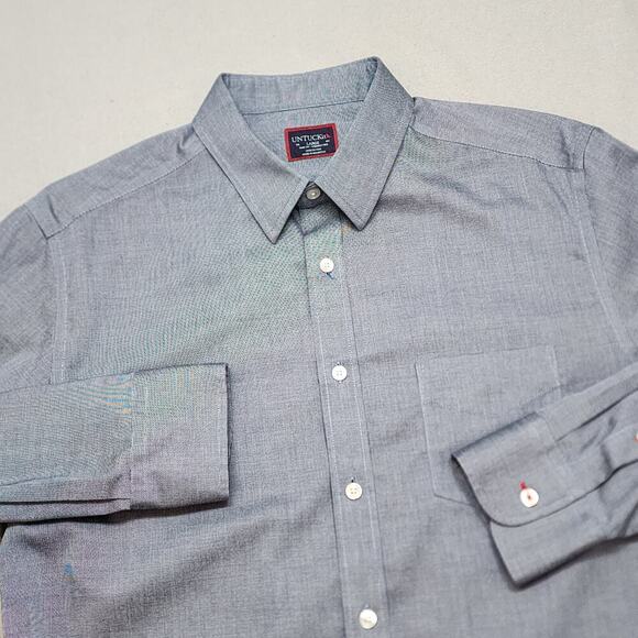 UNTUCKit Button Up Shirt Mens Large‎ Gray Slim Fit Cotton Wrinkle Free Preppy - Picture 1 of 5